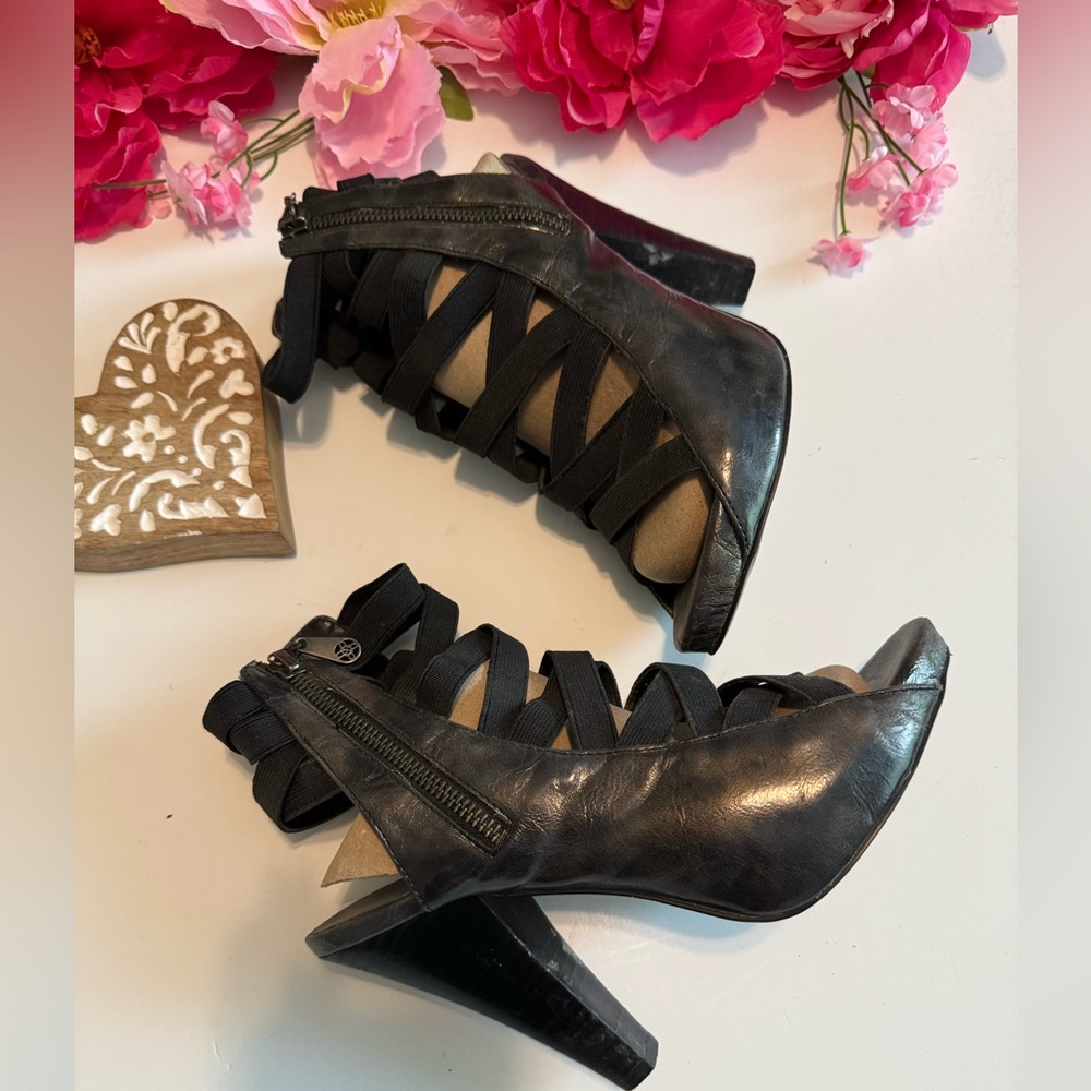 Black Strappy Heeled Sandals
